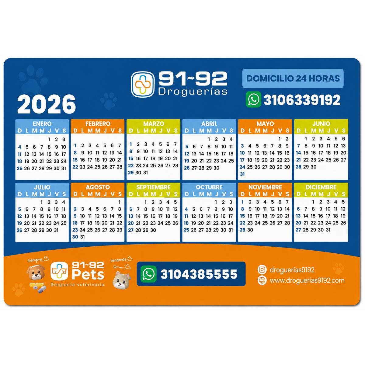 Calendario personalizado magnético - vista completa